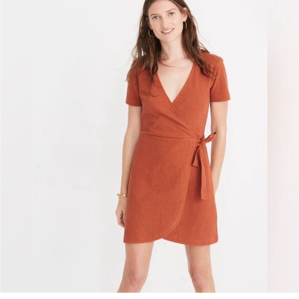 Madewell Terracotta Wrap Mini Dress